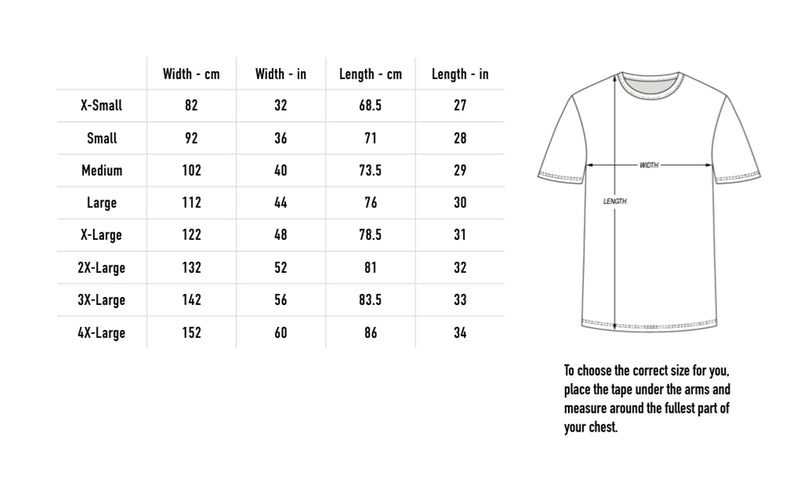 Size chart for Frogleap Faces Tee - Black